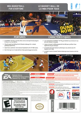NBA Live 09 All Play box cover back